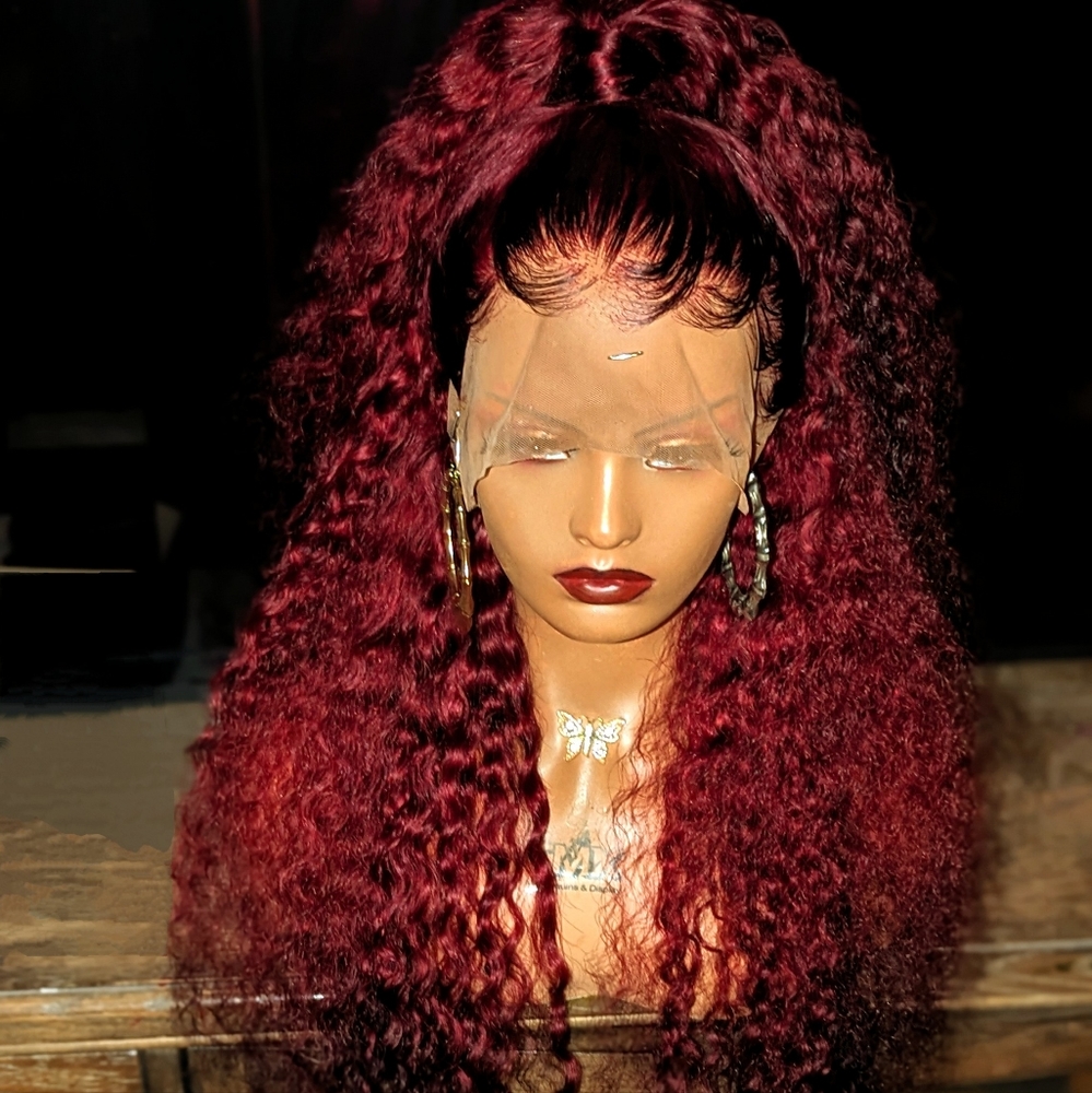 30in glam red lace frontal human hair wig